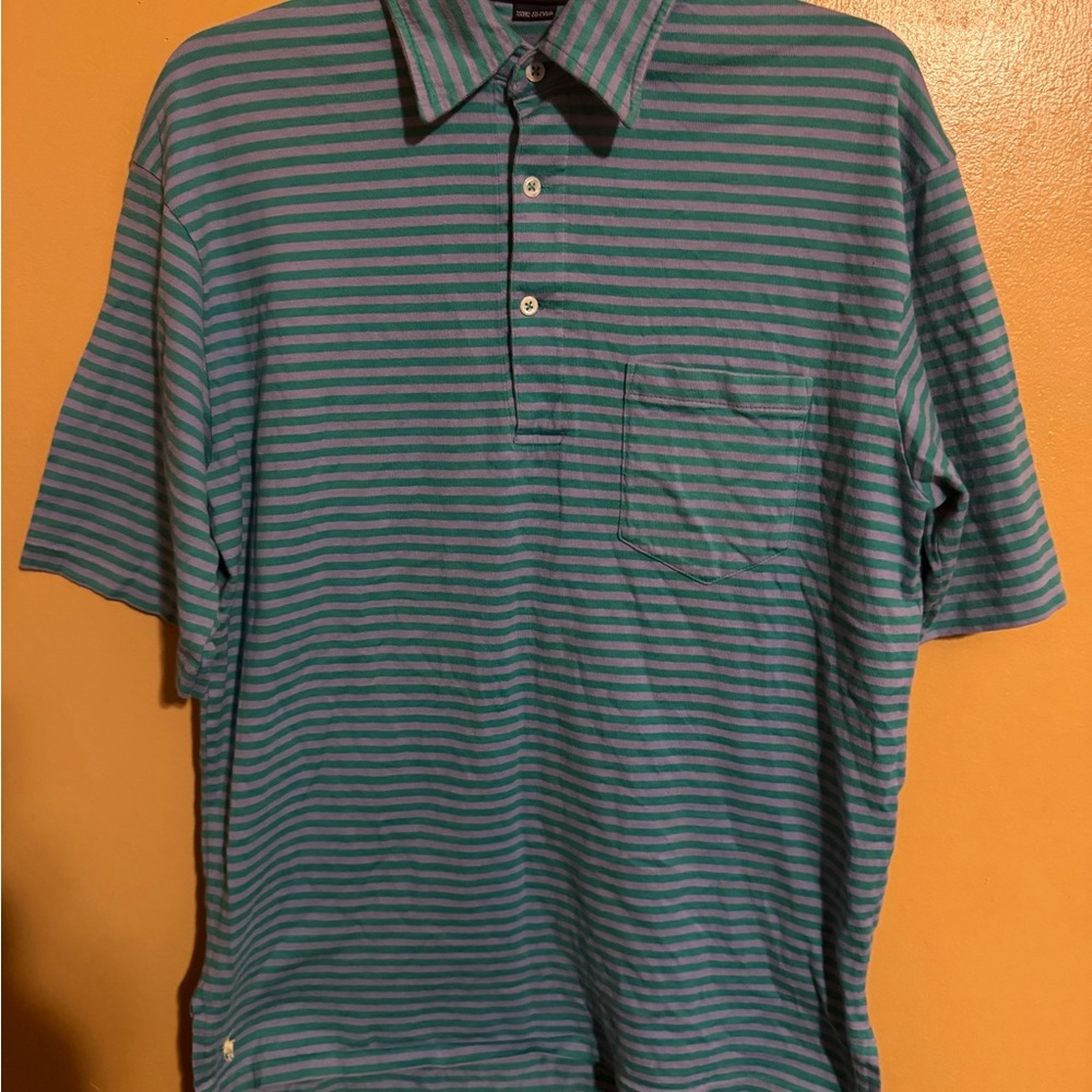 Ralph Lauren green/lavender striped polo shirt Size S vintage oversized